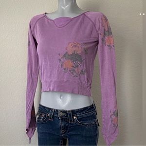 Da Nang Floral vintage silk purple top